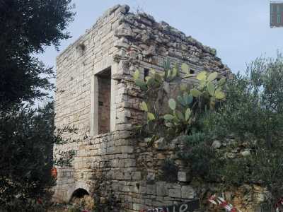 La torre si trova sulla destra, parzialmente nascosta dalla vegetazione di Lama Balice